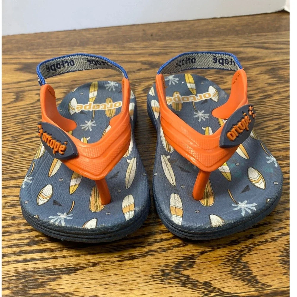 Ortope Acquaflex Toddler Boys Blue Orange Surfboard Sandals US 4 EUR 21 Brazil